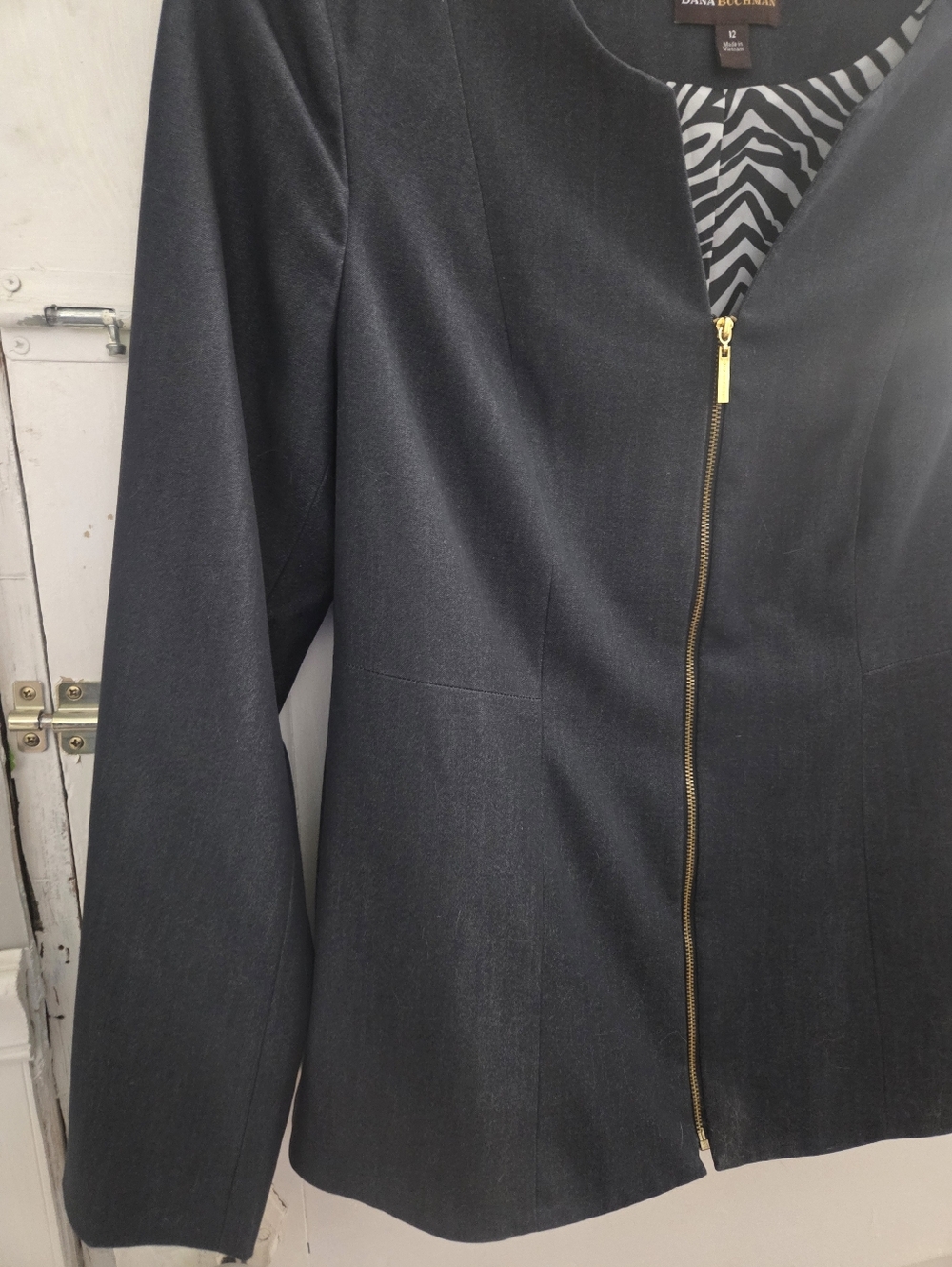 Dana Buchman Navy Zip Front Women's Jacket Size 12 - Picture 8 of 15